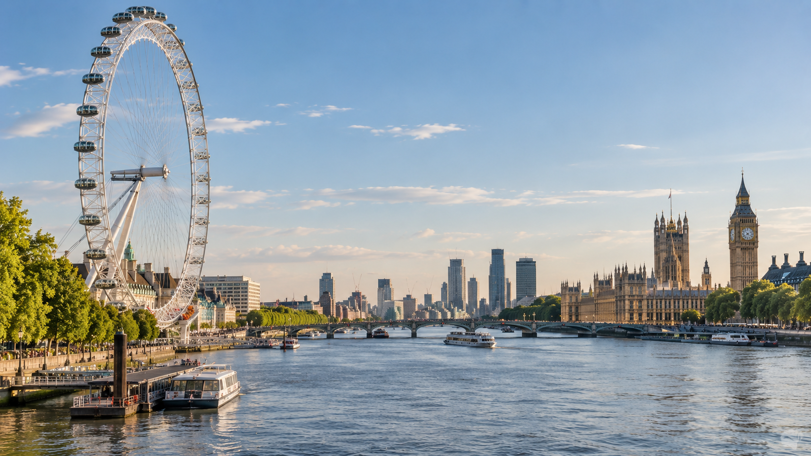 The London Eye and the Palace of Westminster along the Thames
